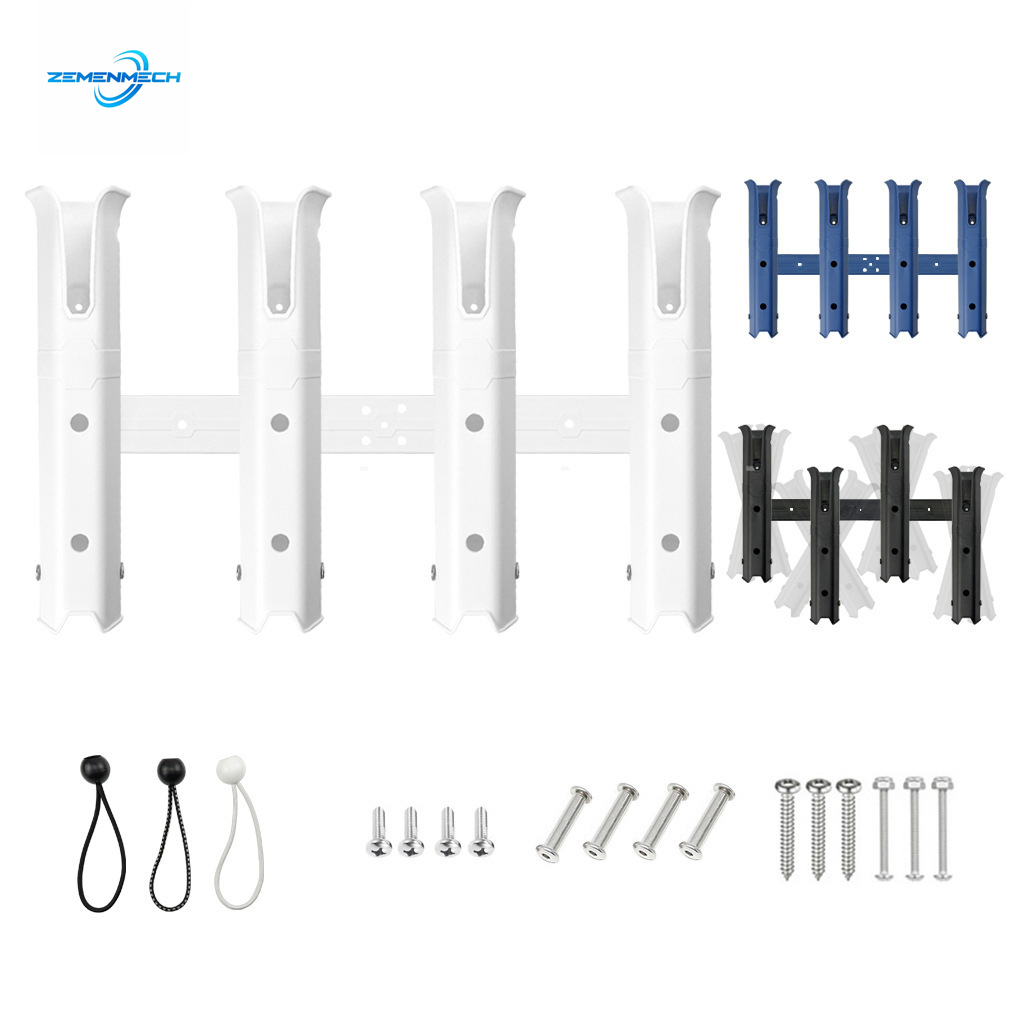 Fishing Boat Trailer - 調整可能な4ポールプラスチック製釣り竿ホルダー、ボート用ロッドラックチューブ、サイドマウントロッドホルダー（ボート、カヤック、釣り用クーラー、トレーラー用）