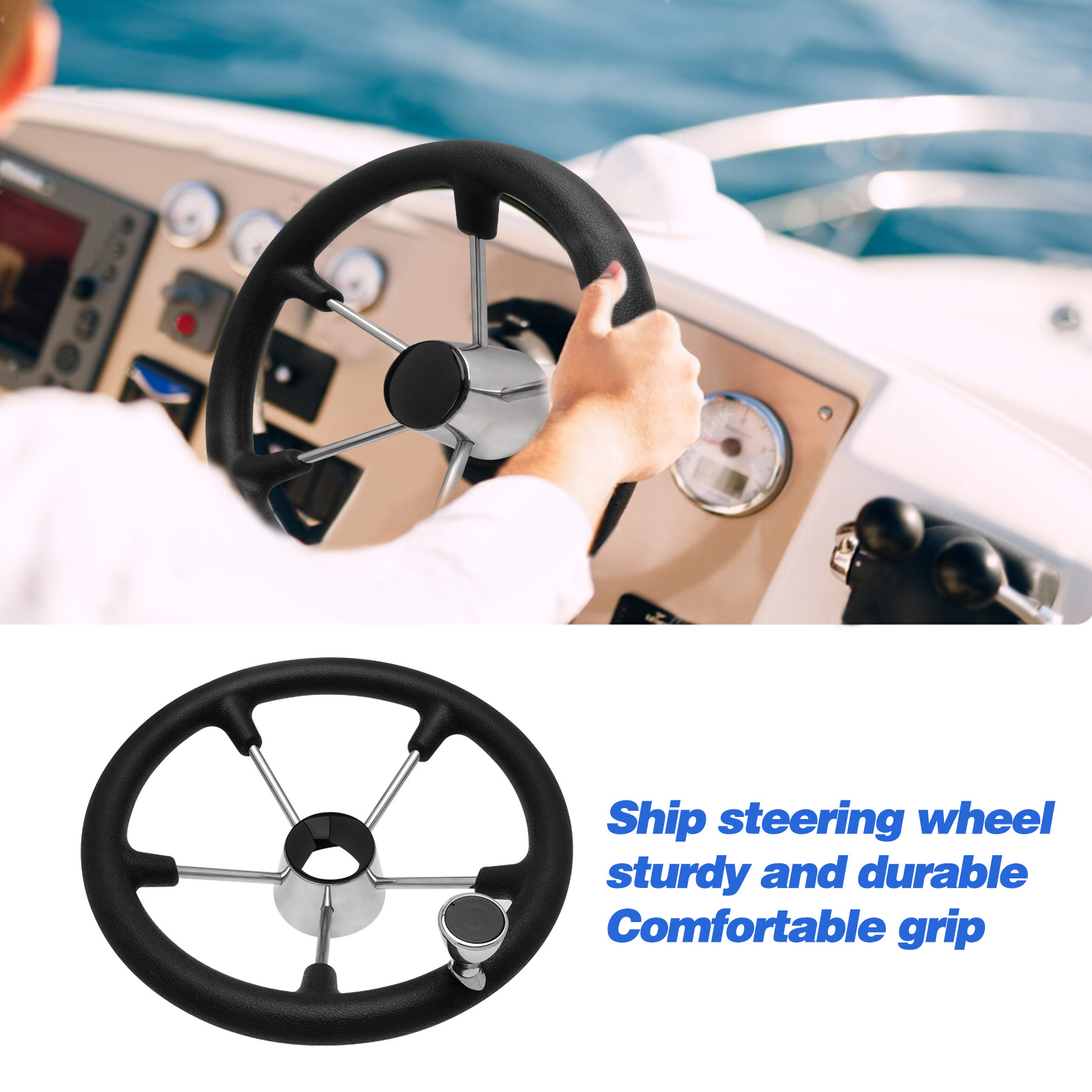13.5インチ 5スポーク ステンレススチール製ボートステア - Fishing Boat Steering Wheel のレビューと価格