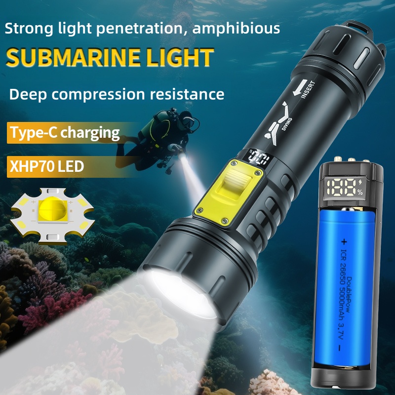 新しい XHP70 ダイビング懐中電灯 IPX8 防水デジタ - Fishing Boat Cover のレビューと価格