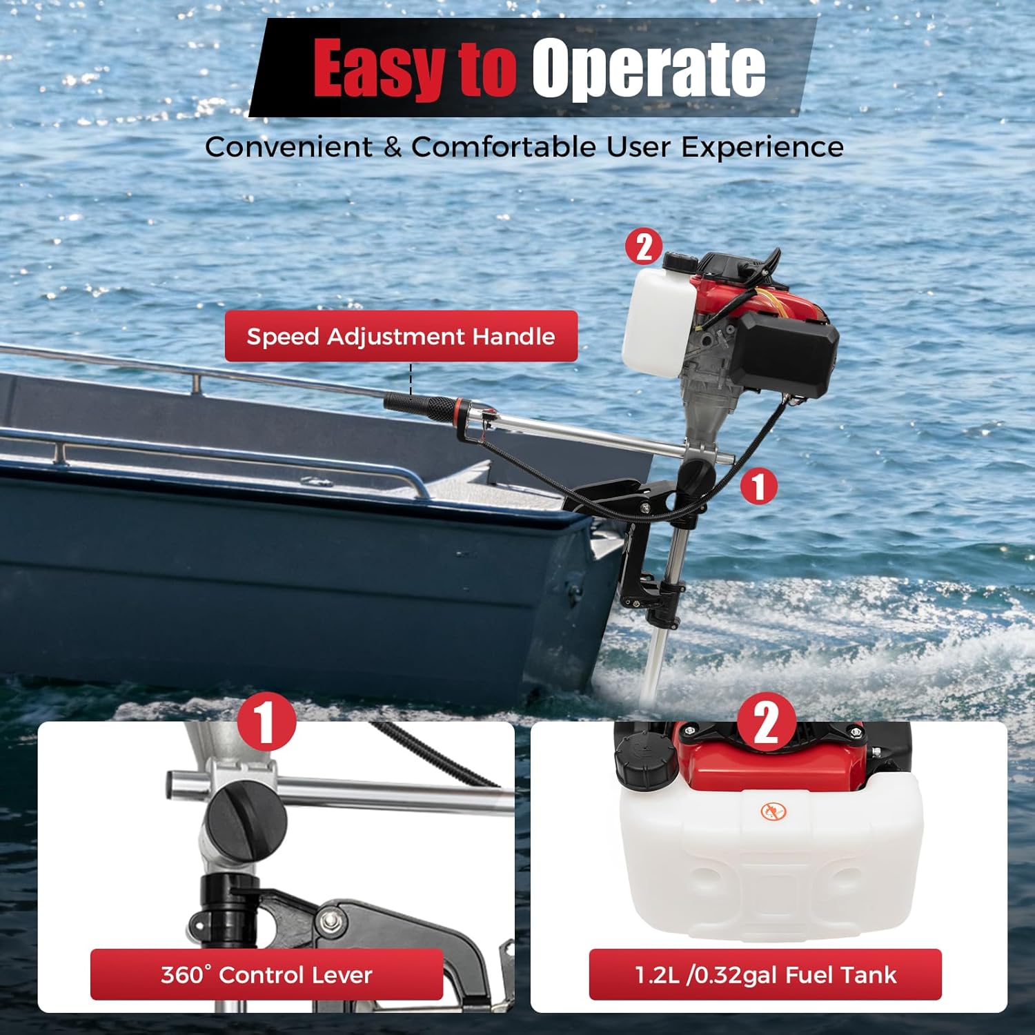 4馬力船外機、4ストローク53.2ccマリンボートエンジン、 - Fishing Boat Outboard Motor のレビューと価格