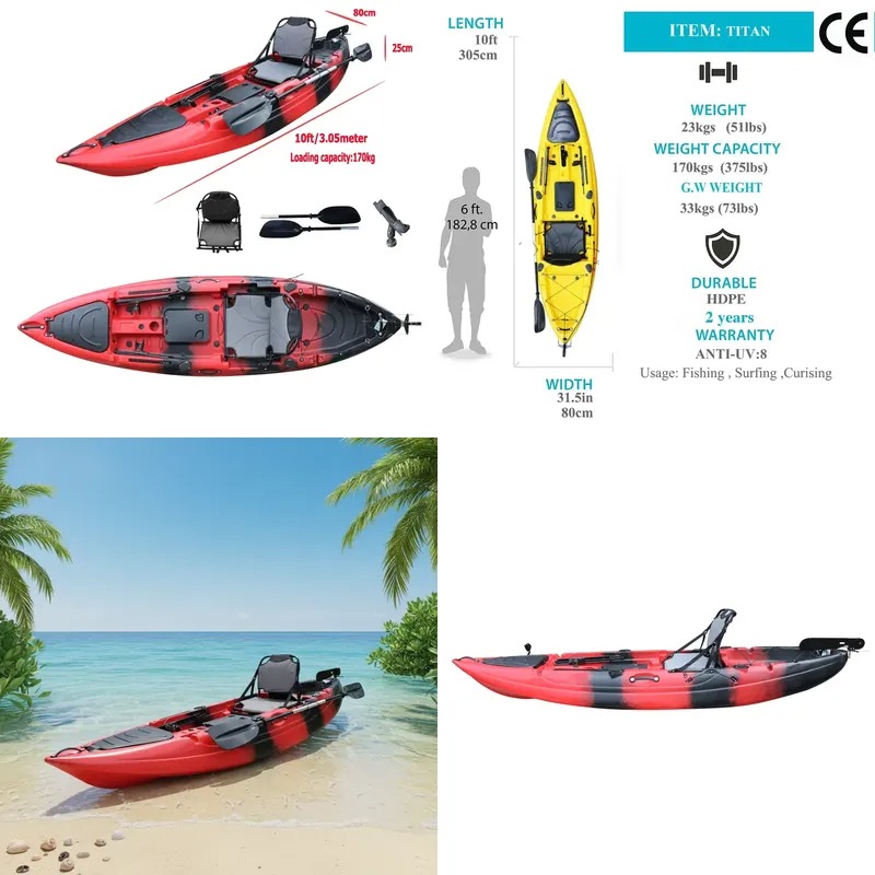 10フィートシングルシートシットオンフィッシングパドルカヤッ - Fishing Boat Seat のレビューと価格